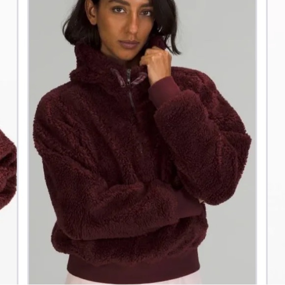 Lululemon Textured Fleece 1/2 Zip in Red Merlot Size 6 - Picture 2 of 7